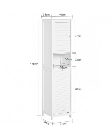 SoBuy Armoire haute avec panier à linge, BZR124-W