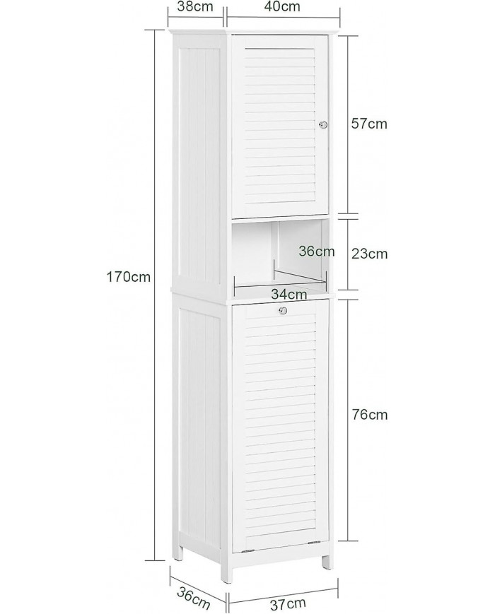 SoBuy Armoire haute avec panier à linge, BZR124-W