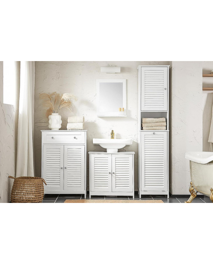 SoBuy Armoire haute avec panier à linge, BZR124-W