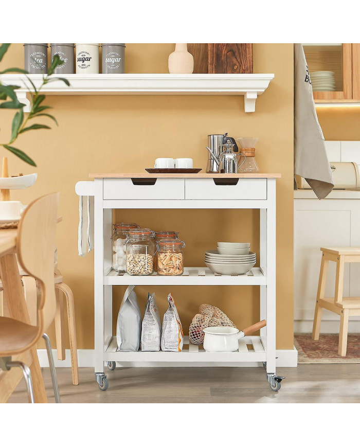 Chariot de stockage de SoBuy cuisine servant de chariot avec tiroirs & étagères FKW68-WN