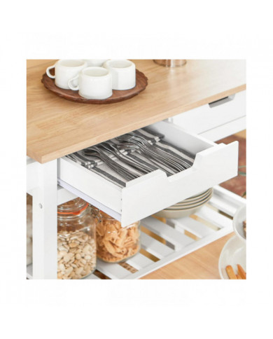Chariot de stockage de SoBuy cuisine servant de chariot avec tiroirs & étagères FKW68-WN