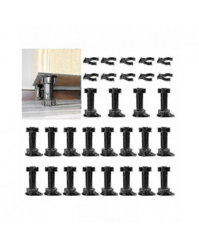 20pcs Meubles Pieds Armoire réglable Pied Leg Unit Cabinet Pieds avec Clips de planche pour Cuisine Ba