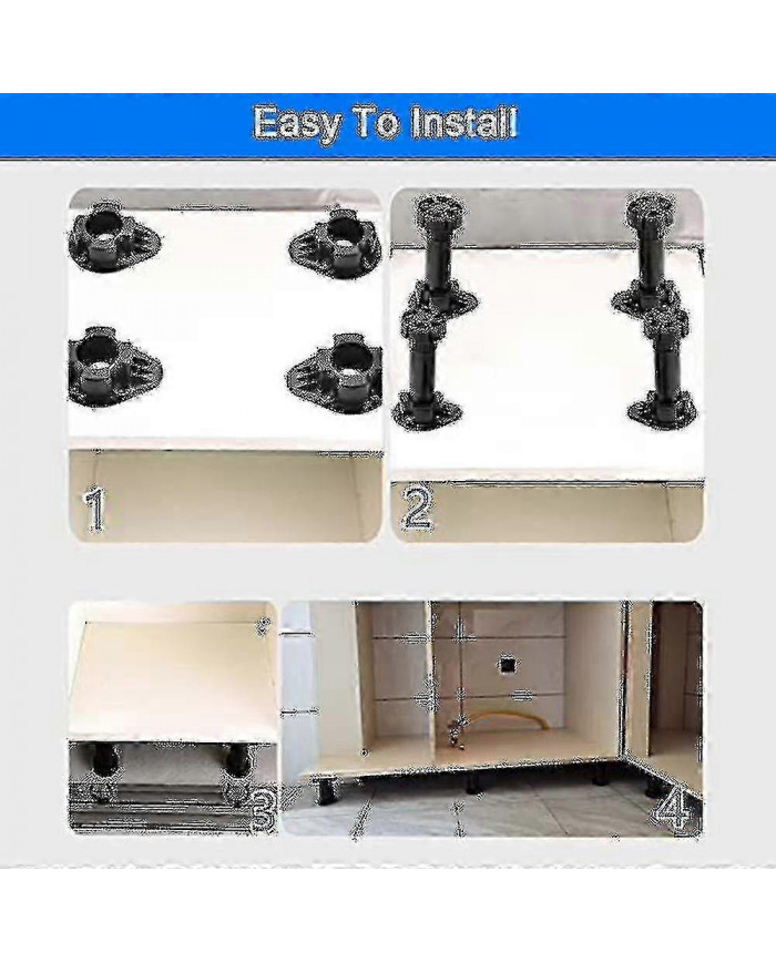 20pcs Meubles Pieds Armoire réglable Pied Leg Unit Cabinet Pieds avec Clips de planche pour Cuisine Ba