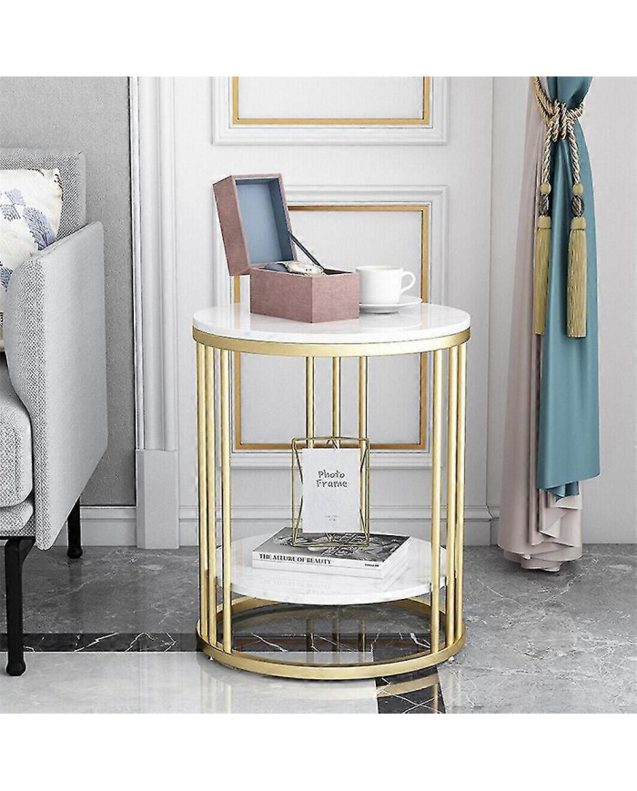Round 2 Tier Table Basse Table d’Appoint Table d’Extrémité en marbre Salon