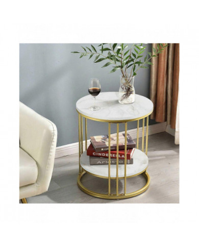 Round 2 Tier Table Basse Table d’Appoint Table d’Extrémité en marbre Salon