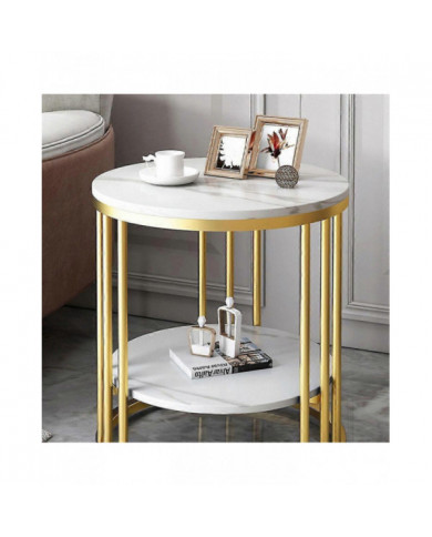 Round 2 Tier Table Basse Table d’Appoint Table d’Extrémité en marbre Salon