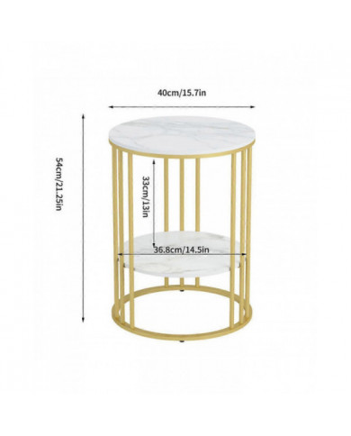 Round 2 Tier Table Basse Table d’Appoint Table d’Extrémité en marbre Salon