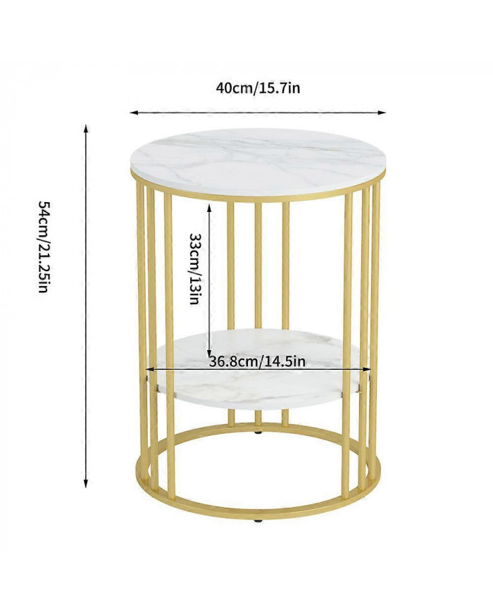 Round 2 Tier Table Basse Table d’Appoint Table d’Extrémité en marbre Salon