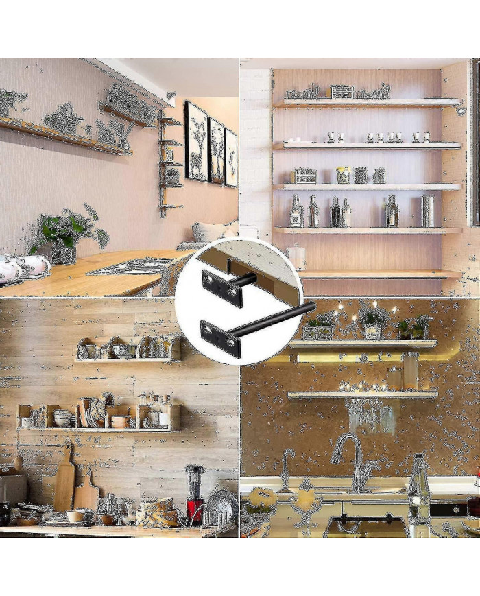 4pcs / 6pcs Support d’étagère flottant, Support d’étagère invisible en métal, Support d’étagère caché robuste, [...]