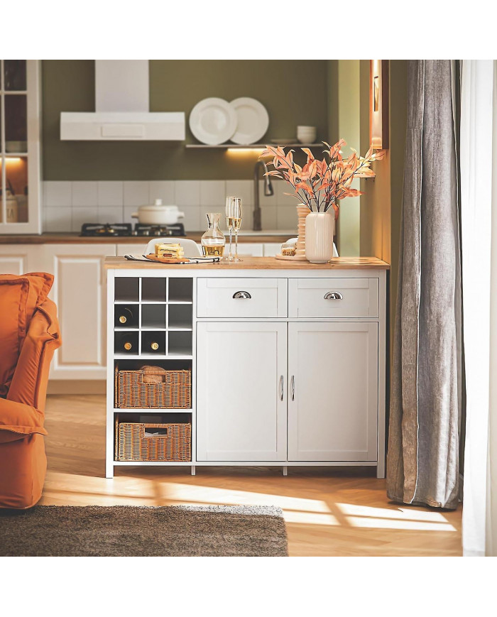 SoBuy Kitchen Island Armboard avec 2 paniers en rotin, KNL05-W