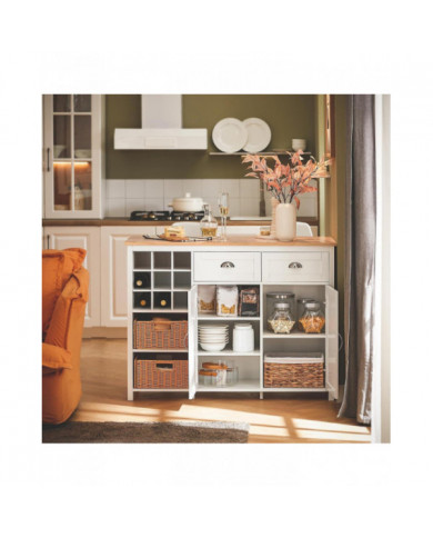 SoBuy Kitchen Island Armboard avec 2 paniers en rotin, KNL05-W