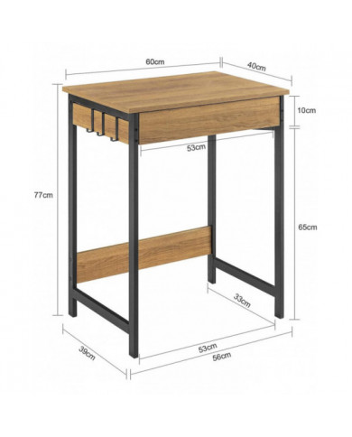 Bureau SoBuy FWT43-N avec un tiroir et 2 crochets