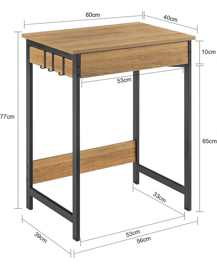 Bureau SoBuy FWT43-N avec un tiroir et 2 crochets