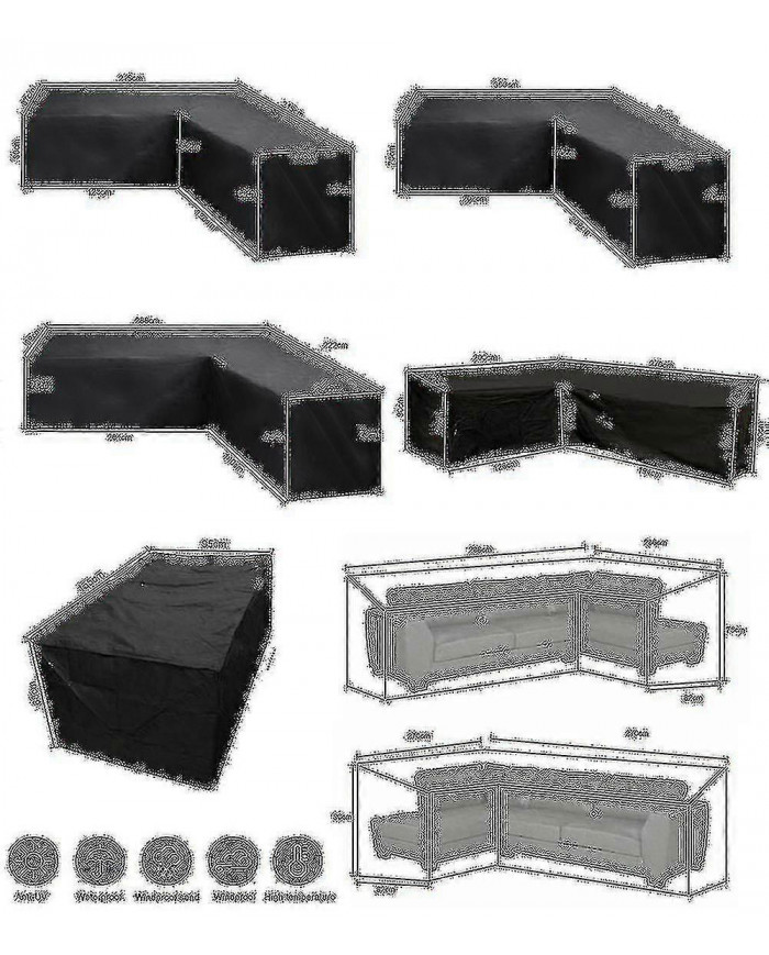 12 Taille L Forme Tout usage Couvertures Imperméable à l’eau Rotin Coin Meubles Couverture Jardin Patio Extérieur [...]