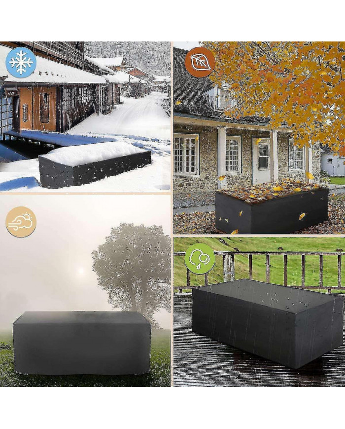 128 Tailles Imperméables À L’eau Extérieur Patio Meubles De Jardin Couvre Pluie Neige Chaise Housses (argent Et Noir