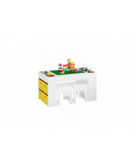 SoBuy Table pour enfants et 2 tabourets Set de table pour blocs de construction avec table double face et 8 boîtes [...]