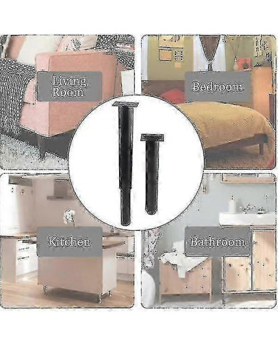 (25-42cm, Noir) Ensemble de 4 pieds de meubles en métal réglables solides