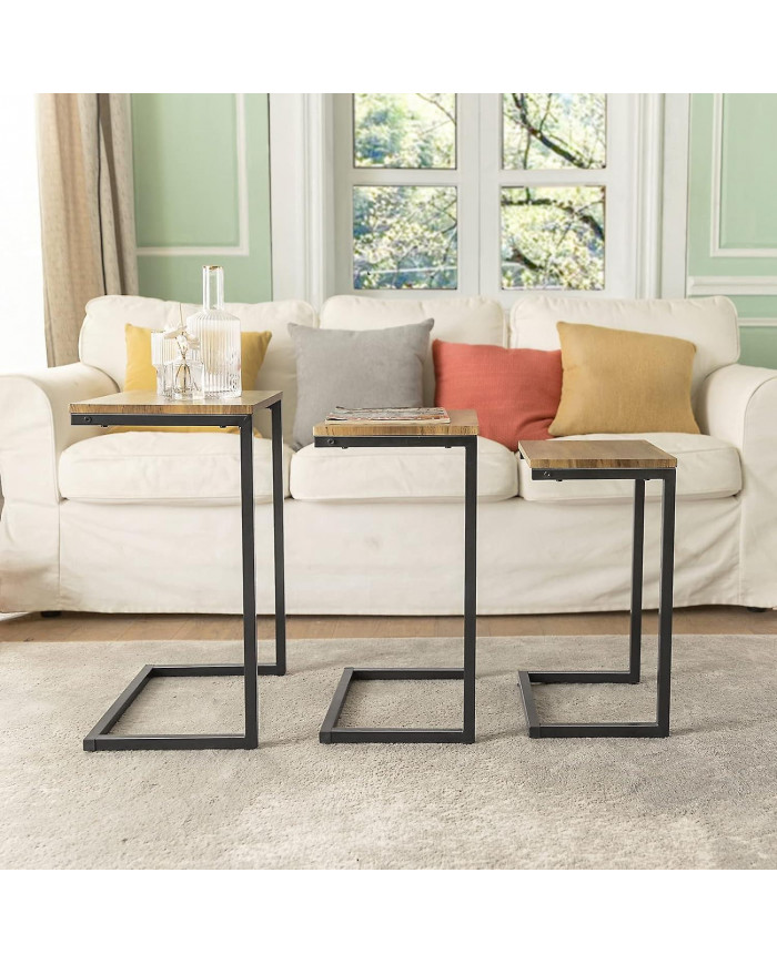 SoBuy ensemble de 3 tables basses gigognes, FBT102-F