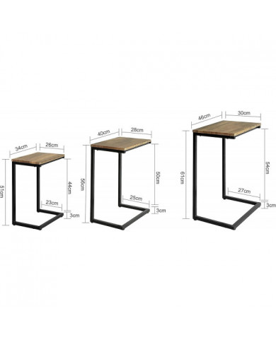 SoBuy ensemble de 3 tables basses gigognes, FBT102-F