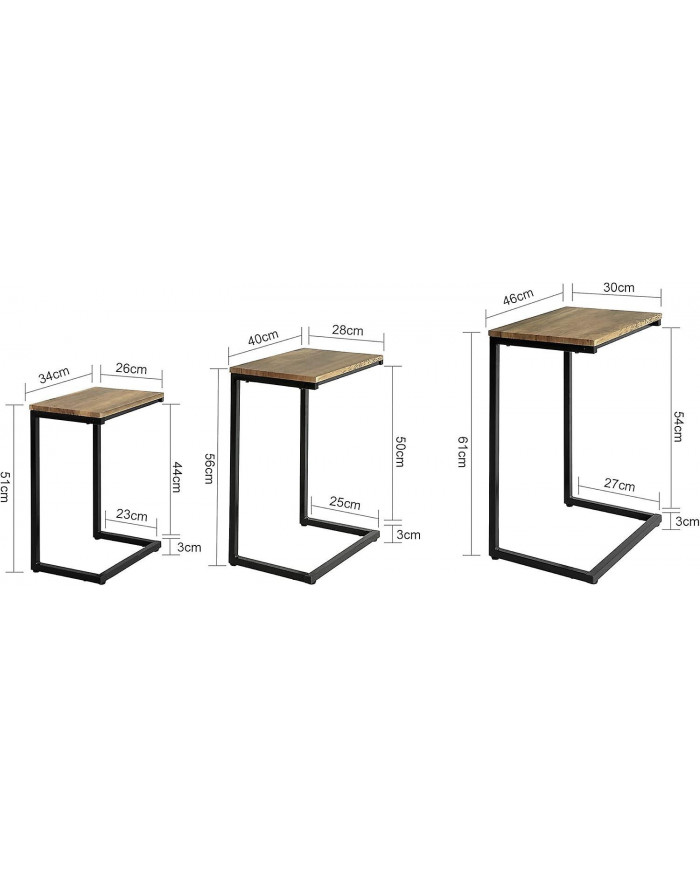 SoBuy ensemble de 3 tables basses gigognes, FBT102-F
