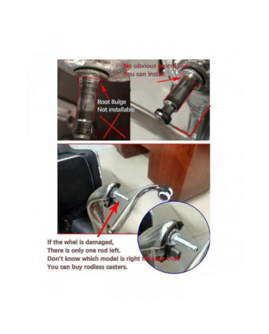 Roulette sans tige silencieuse noire de 2 pouces - Roues de chaise de rechange pour chaises de bureau - Roulettes [...]