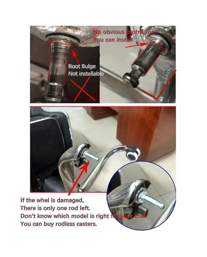 Roulette sans tige silencieuse noire de 2 pouces - Roues de chaise de rechange pour chaises de bureau - Roulettes [...]