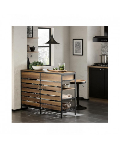 SoBuy Kitchen Island Sideboard Table de bar à manger avec 2 tiroirs et 3 étagères ouvertes, FSB85-PF