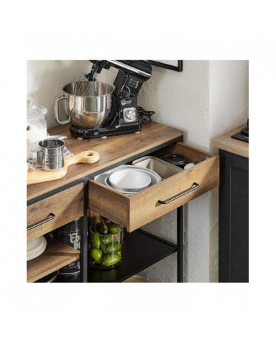 SoBuy Kitchen Island Sideboard Table de bar à manger avec 2 tiroirs et 3 étagères ouvertes, FSB85-PF