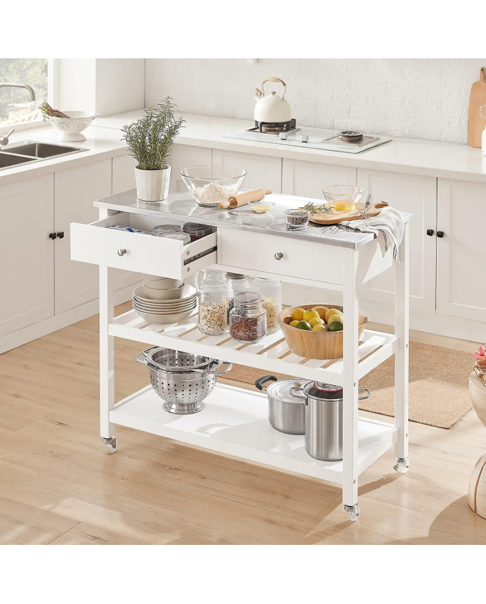 SoBuy cuisine rangement desservant chariot chariot avec dessus en acier inoxydable, FKW47-W