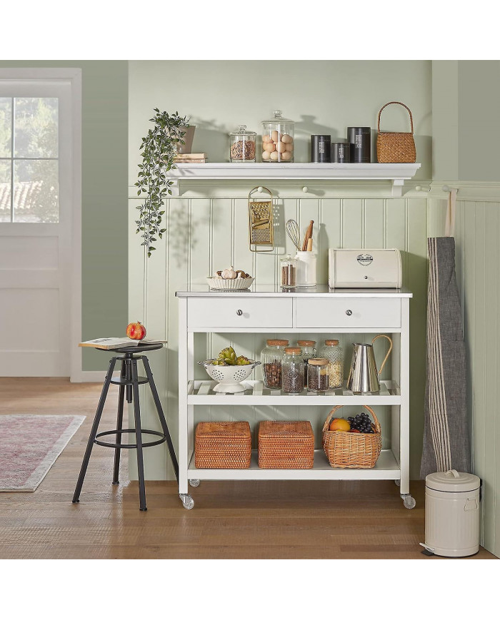 SoBuy cuisine rangement desservant chariot chariot avec dessus en acier inoxydable, FKW47-W