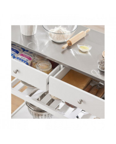 SoBuy cuisine rangement desservant chariot chariot avec dessus en acier inoxydable, FKW47-W