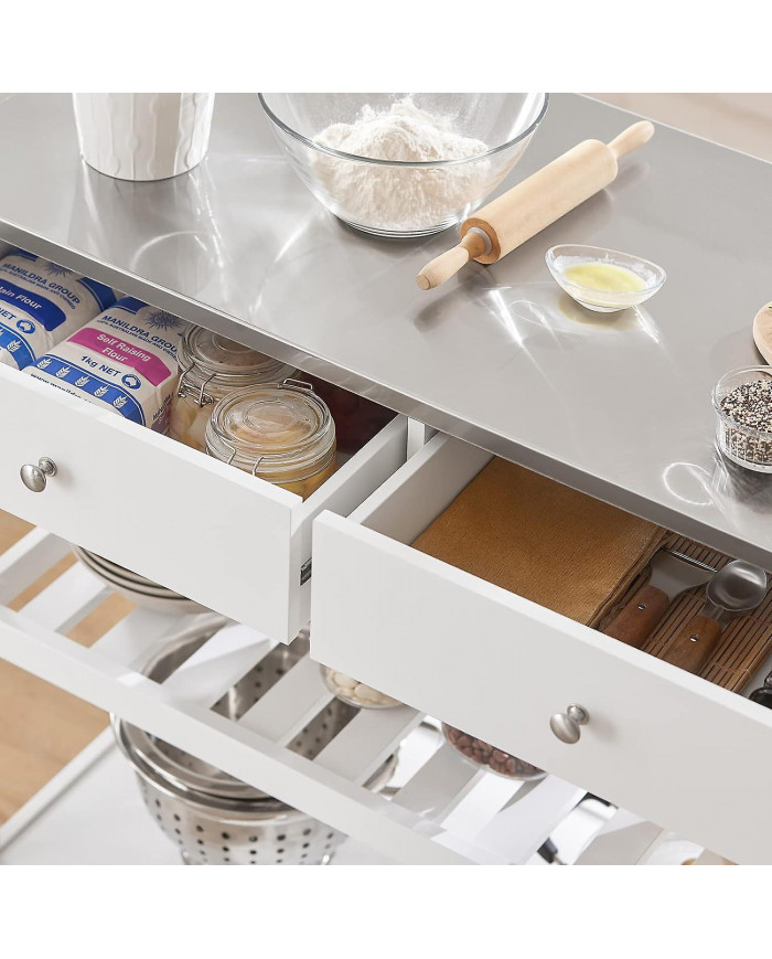 SoBuy cuisine rangement desservant chariot chariot avec dessus en acier inoxydable, FKW47-W
