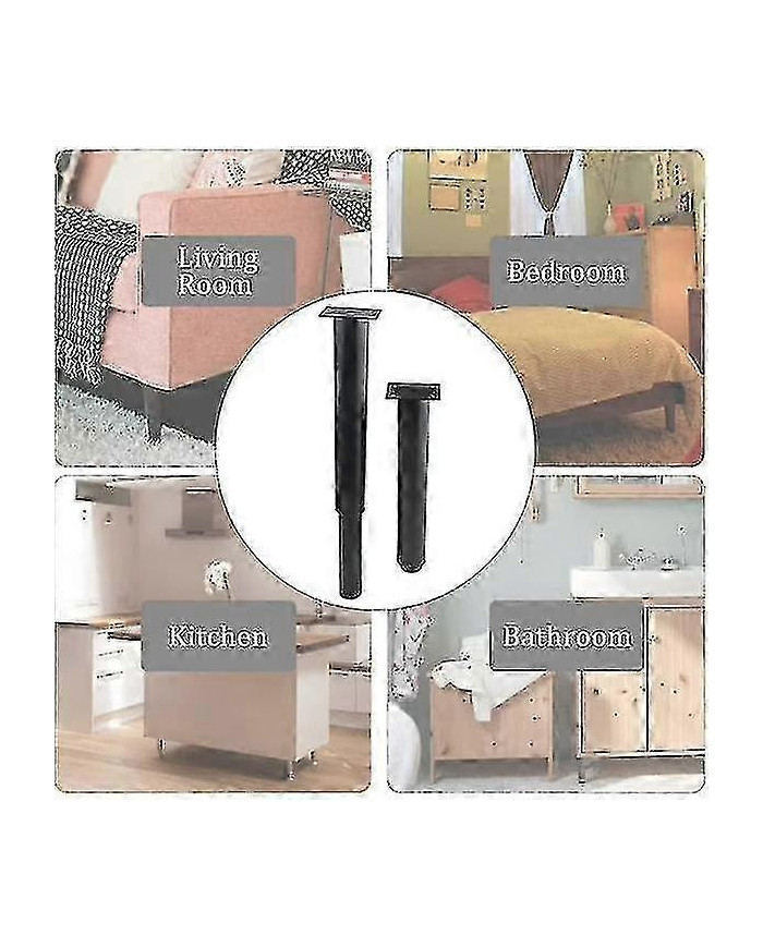 (25-42cm, noir) Ensemble de 4 pieds de meubles en métal réglables solides-yujia