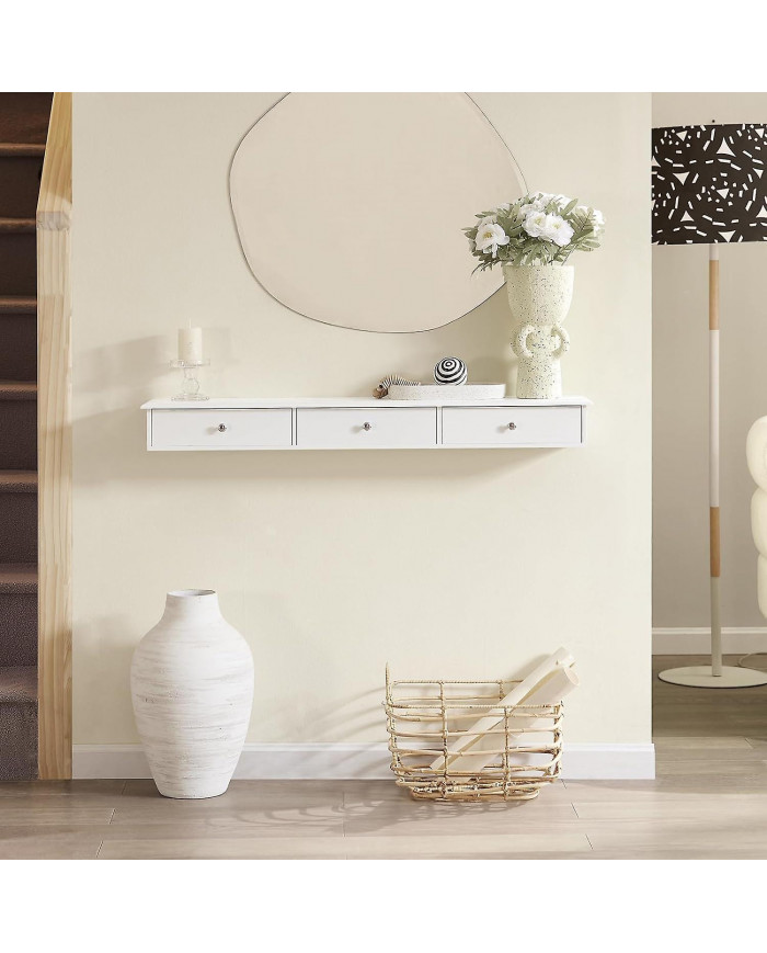 SoBuy FRG43-L-W, étagère flottante murale avec 3 tiroirs