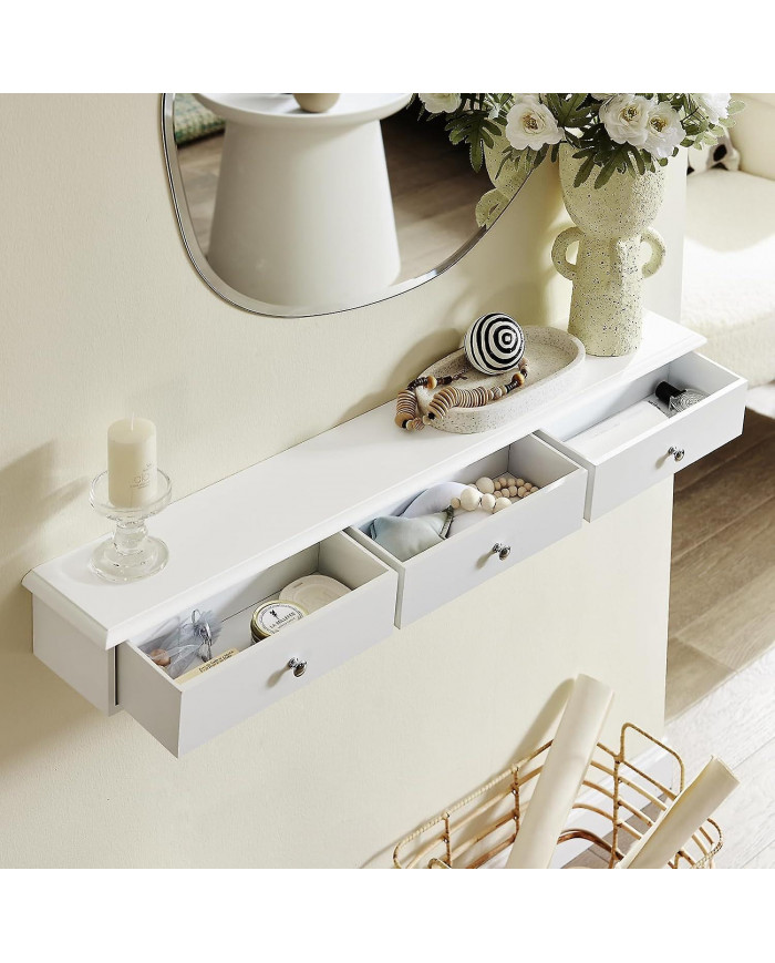 SoBuy FRG43-L-W, étagère flottante murale avec 3 tiroirs