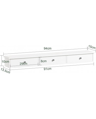 SoBuy FRG43-L-W, étagère flottante murale avec 3 tiroirs