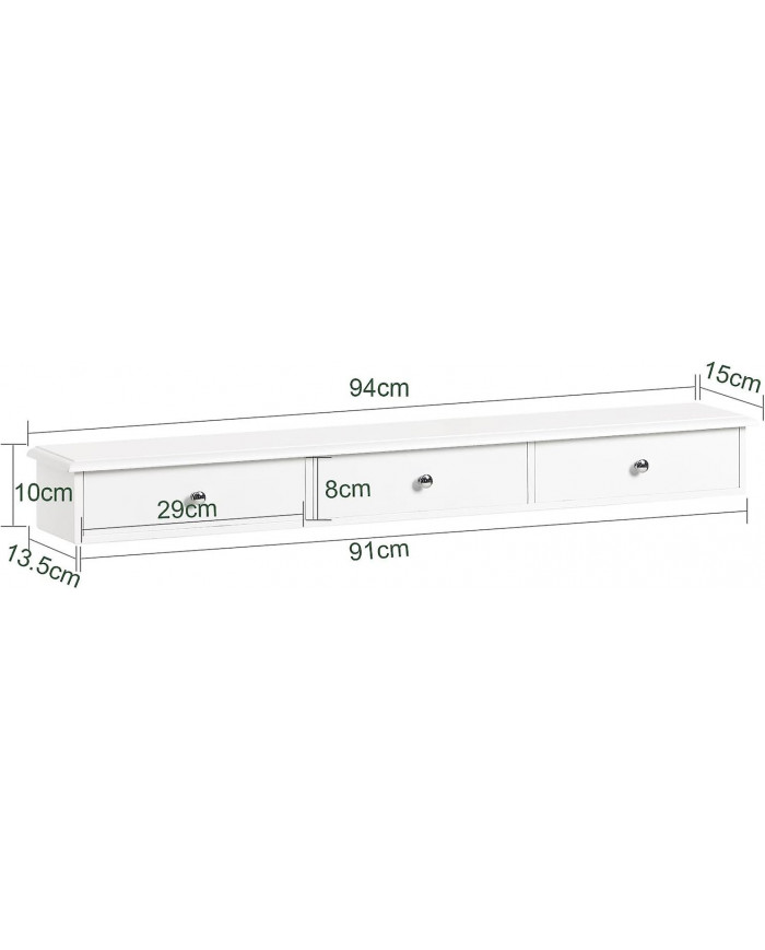 SoBuy FRG43-L-W, étagère flottante murale avec 3 tiroirs