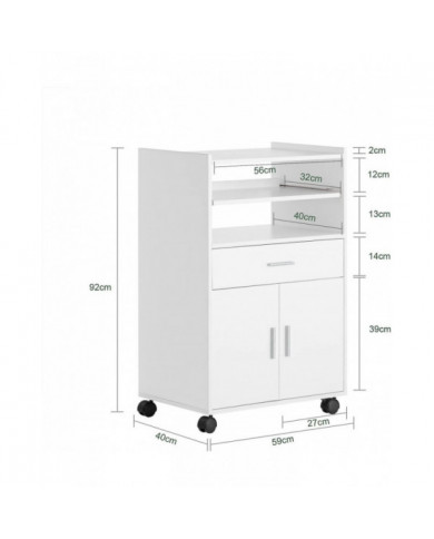 Unité d’armoire de rangement à roues de cuisine SoBuy, FSB09-W