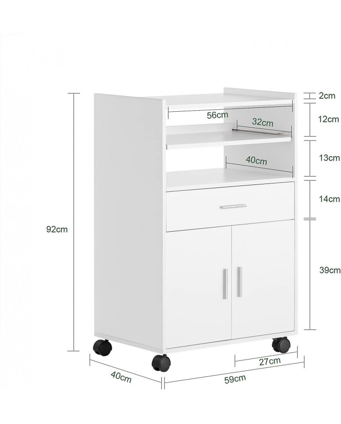Unité d’armoire de rangement à roues de cuisine SoBuy, FSB09-W