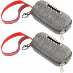 2 Pack Pet Waste Bag Dispenser Dog Poop Bag Holder With Zippered Portable Dog Poop(grey)