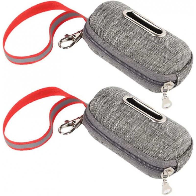 2 Pack Pet Waste Bag Dispenser Dog Poop Bag Holder With Zippered Portable Dog Poop(grey)