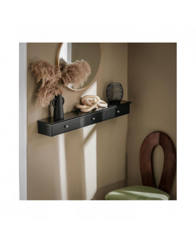 SoBuy Étagère Murale Étagère Flottante avec 3 Tiroirs Noir,FRG43-L-SCH