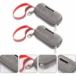 2 Pack Pet Waste Bag Dispenser Dog Poop Bag Holder With Zippered Portable Dog Poop(grey)
