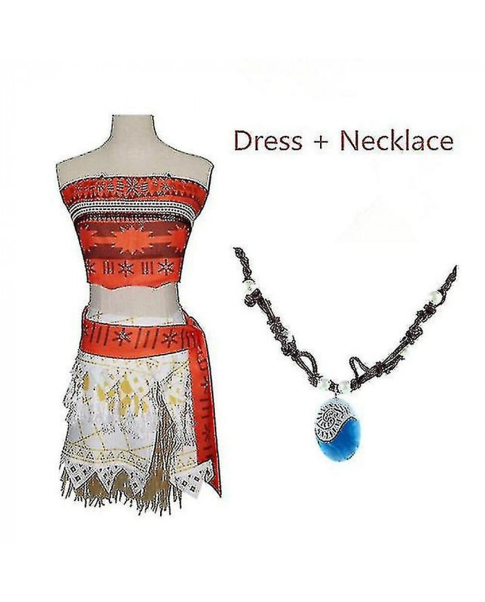 Adultes Enfants Princesse Vaiana Moana Costume Robes Avec Collier Perruque Femmes Filles Halloween Party Moana [...]