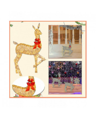 Décorations de cour extérieure de cerf de Noël éclairées, décorations de rennes de Noël avec lumières LED, dcor [...]