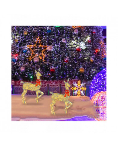 Décorations de cour extérieure de cerf de Noël éclairées, décorations de rennes de Noël avec lumières LED, dcor [...]