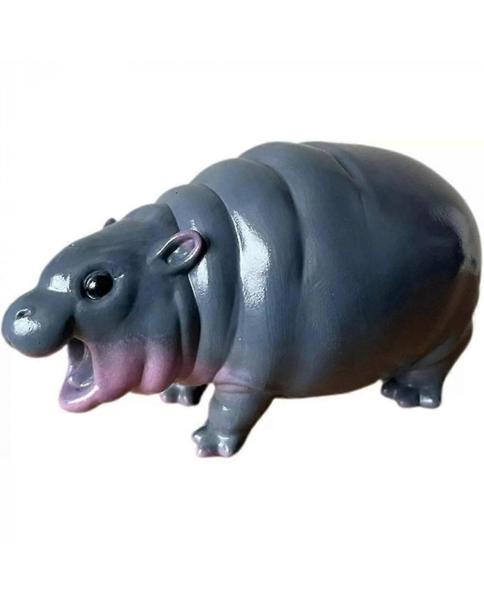 Jouet Moo Deng, hippopotame Moo Deng, statue d’hippopotame pygmée de porc rebondissant, figurine en résine d’hippopotame