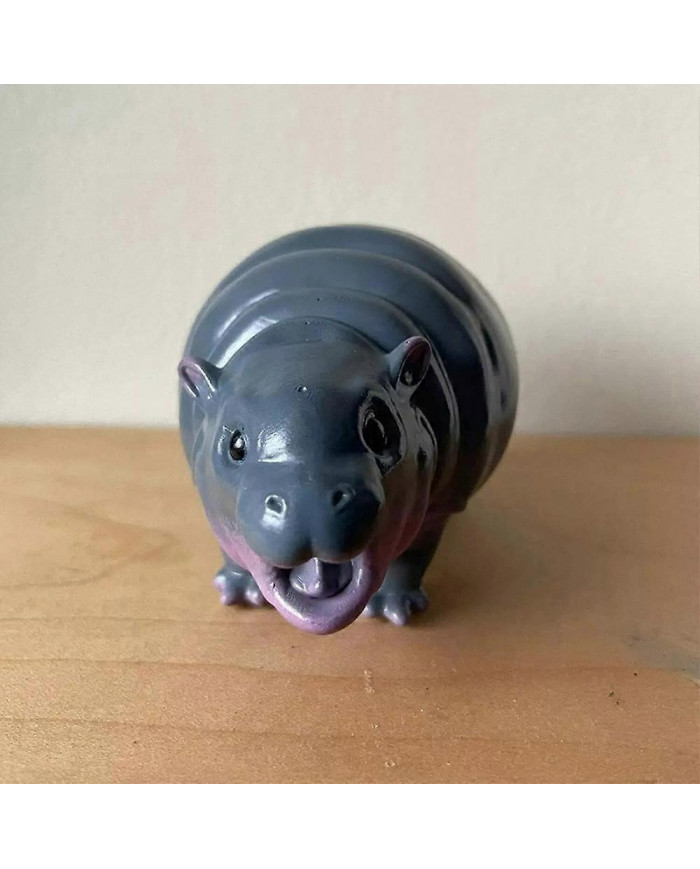 Jouet Moo Deng, hippopotame Moo Deng, statue d’hippopotame pygmée de porc rebondissant, figurine en résine d’hippopotame
