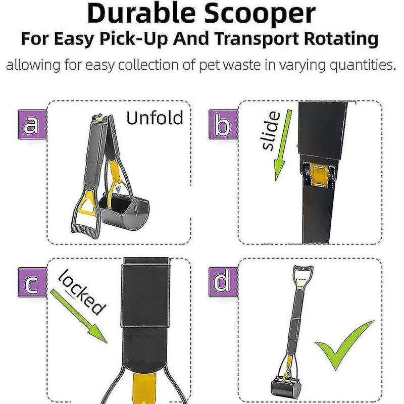 81 Cm Canine Waste Shovel With Bin Bags. Heavy Duty Waste Collector. Easy To Use