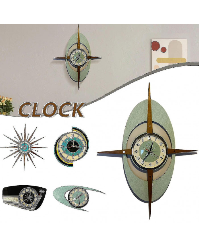 Horloge vintage du milieu du siècle à piles fonctionnant pour la décoration du salon